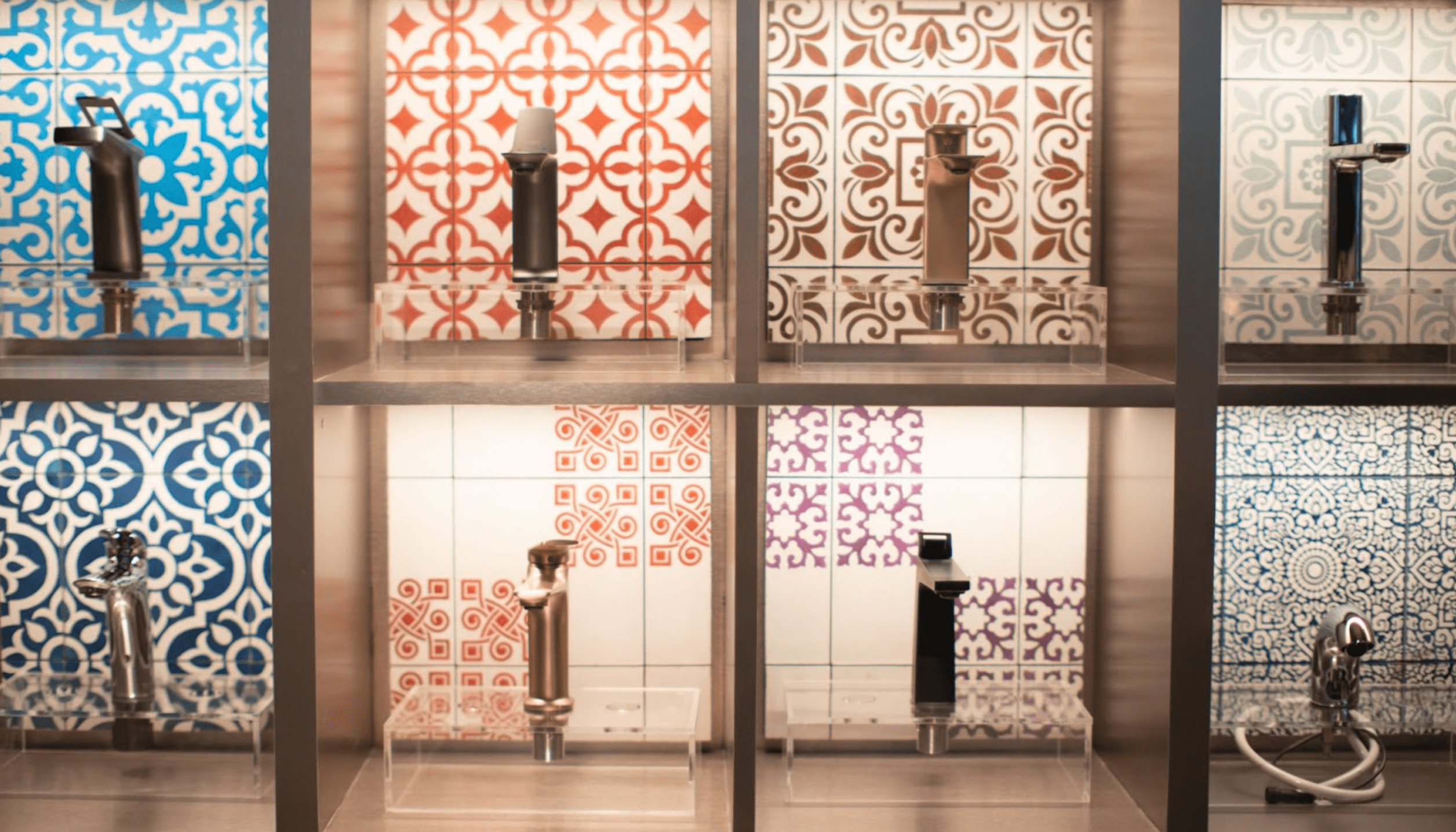 Siam Thai Decorative Cement Tiles with Schöne Fixtures’ faucets